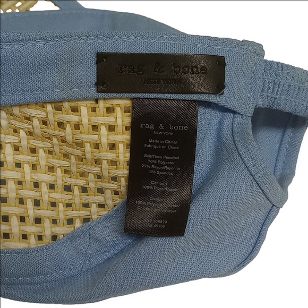 RAG & BONE LIGHT BLUE PACKABLE VISOR STRAW PANELS HAT - Picture 4 of 6